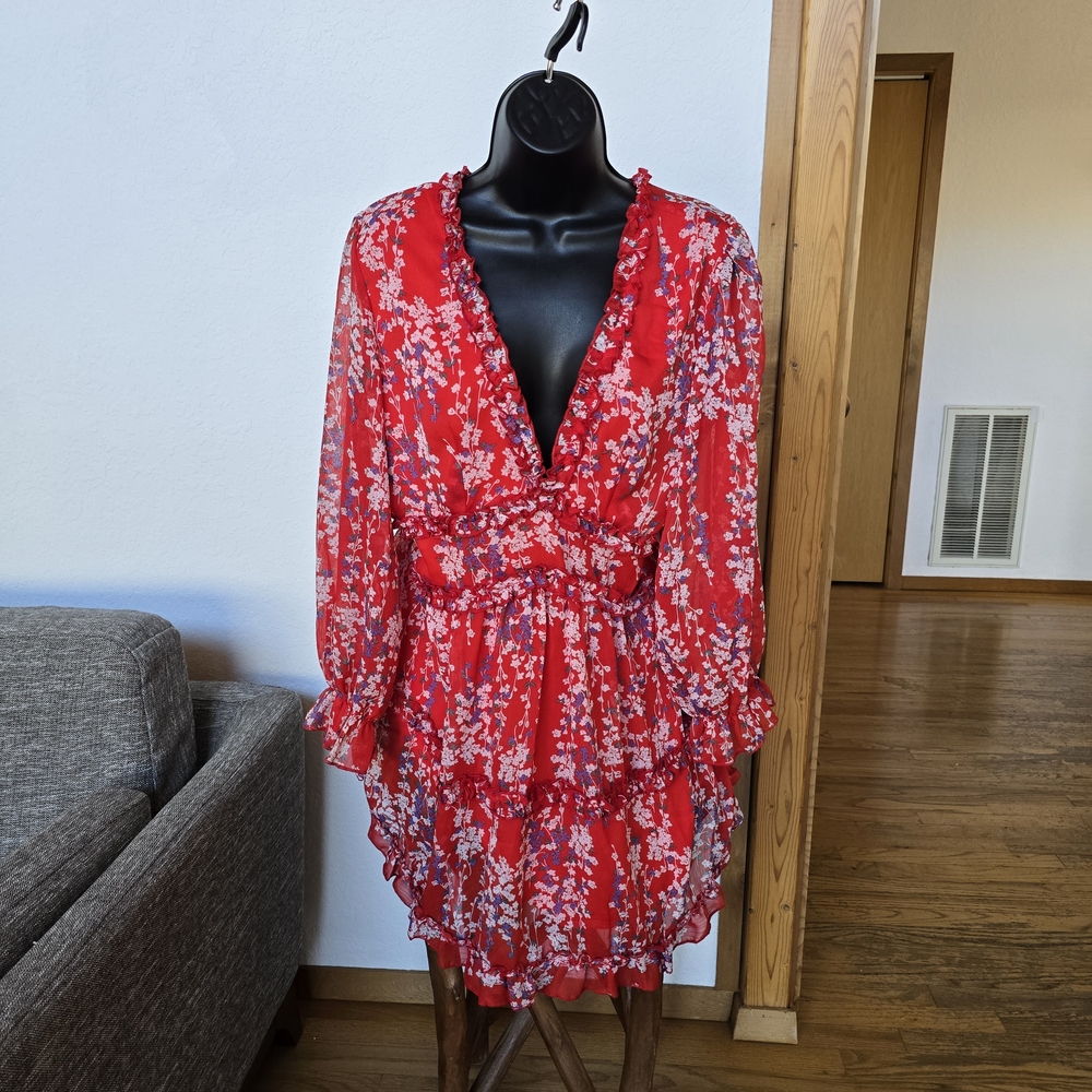 Floral Red Dress